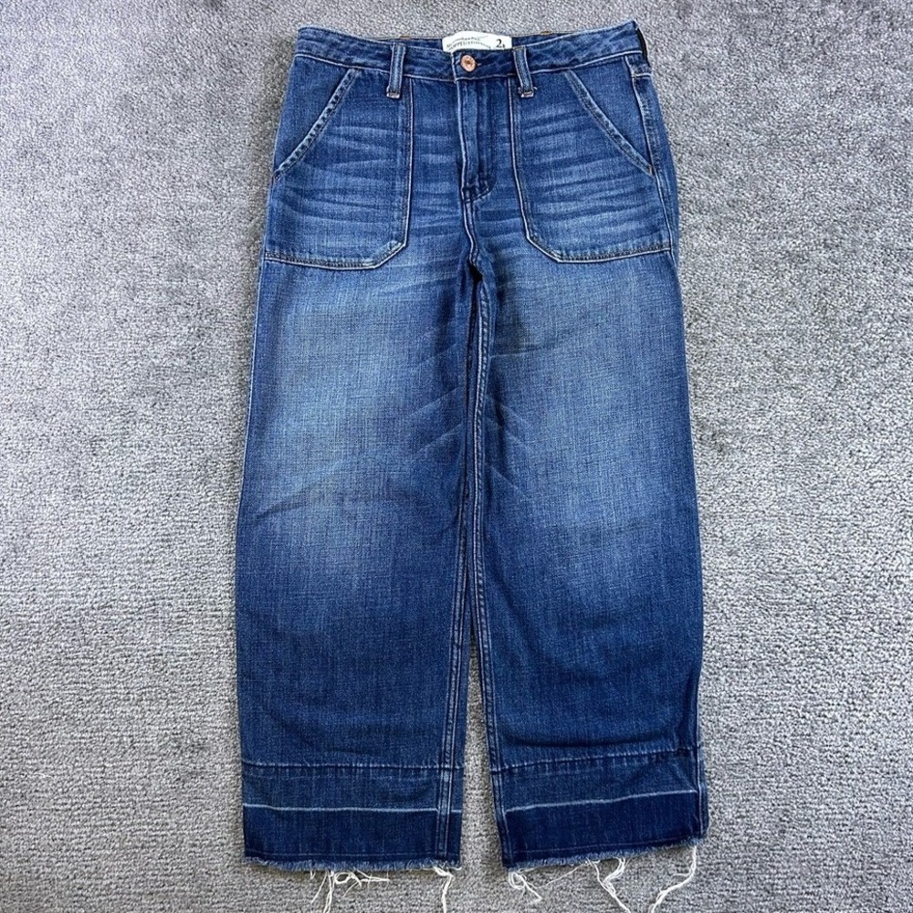 Abercrombie & Fitch Cropped Stovepipe Jeans Blue High Rise Patch Pocket 2R W26